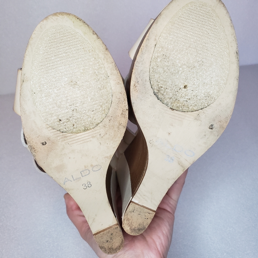 Aldo Nude Strappy Wedges Size 7.5 / 38 - Picture 8 of 11